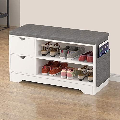 Hironpal Shoe Storage Ottoman Bench Hallway Furniture White Wooden Shoe