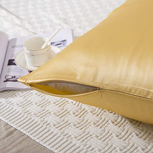 SLPBABY 100% Natural Pure Silk Pillowcase for Hair and Skin, Both Side 19 Momme Silk, Luxury Smooth Satin Pillowcase Cover with Hidden Zipper (Standard(20''x26''), Gold) - Thumbnail 3