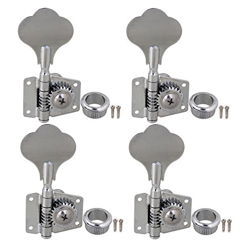 Yibuy Chrome 4R Bass Guitar Big Button Tuning Keys Pegs Set Tuners Machine Heads Set of 4