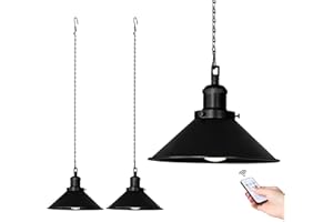 Bailoch 2 Pack Black Portable Battery Operated Hanging Lights, Rechargeable Wireless Outdoor Pendant Light with Remote, Battery Powered Chandelier Lantern Fixture for Indoor Outdoor Gazebo Porch Patio