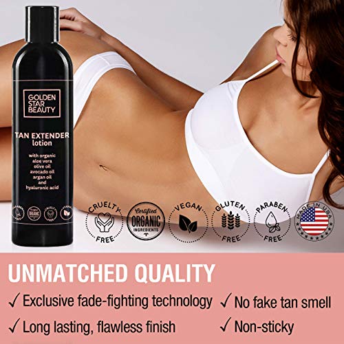 Tan Extender Daily Moisturizer Best After Tanning Lotion Oils and Hyaluronic Acid to