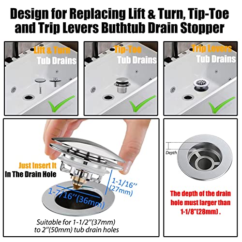 Anlige Universal Tub Stopper Bathtub Drain Pop Up Bath Tub Drain Plug