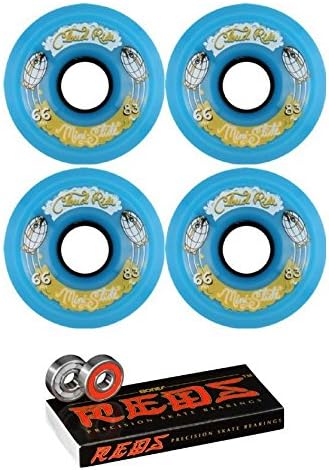 66mm Cloud Ride Wheels Slide Mini Wheels with Bones Bearings - 8mm Bones REDS Precision Skate Rated Bearings - Bundle of 2 items
