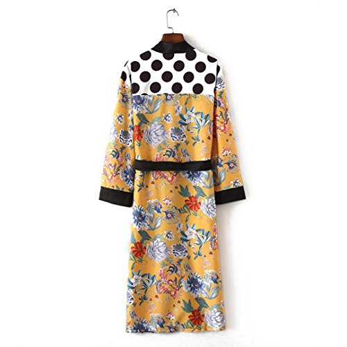 Tsmile Women's Coat Clearance Printed Bohemia Floral Tassel Long Kimono Beach Oversized Shawl Tops (L, Yellow)