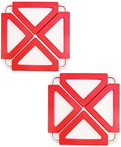 Silicone Pot Pads,Qiange Trivets for Hot Dishes, Trivet Mat,Kitchen Table Mats,dish Mat, Silicone Placemats (Red-2 pieces)