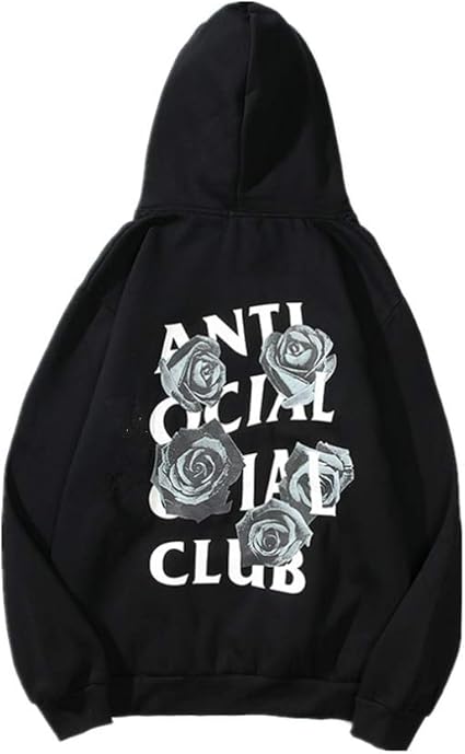 mens black rose hoodie