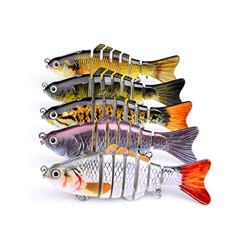 Dream Travel Artificial Fishing Lure Bait 5PCS 7 Sections Multi Jointed Lifelike Swimbait Lures Hard Crank Baits Hooks