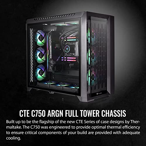 Thermaltake CTE C750 TG ARGB E-ATX Full Tower with Centralized Thermal Efficiency Design; 3x140mm CT140 ARGB Fans Pre-Installed; Tempered Glass Front & Side Panel; CA-1X6-00F1WN-01; Black