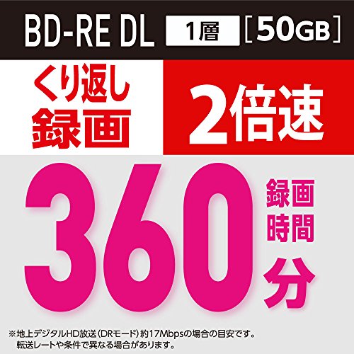 Verbatim Mitsubishi 50GB 2x Speed BD-RE Blu-ray Re-Writable Disk 10 Pack - Ink-jet printable - Each disk in a jewel case