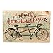The Adventure Begins Distressed Green with Tandem Bicycle 5 x 7 Small Wood Plank Design Plaque Sign