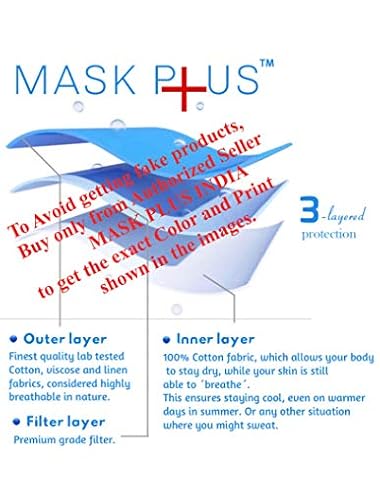 MASK PLUS 3 Layer Printed Cotton Face Mask for Women- FASHION PACK OF 6 Reusable &