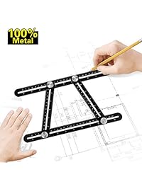 Regla de medición multiángulo de aluminio con agujero de posicionamiento para manualidades, constructores, carpinteros, tartas, artesanos