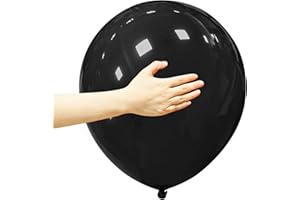 ASIYUHY 18 Inch Black Balloons 12 Pack Large Latex Party Balloons Round Helium Balloon for Halloween Birthday Party Anniversary Festival Party Decorations (Black Balloons 18 inch)