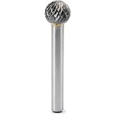 YUFUTOL SD-5 Tungsten Carbide Burr Ball Shape Double Cut Rotary Burrs File(1/2''Cutter Dia ， 0.45''Cutter Length) with 1/4'' (6.35mm) Shank Dia