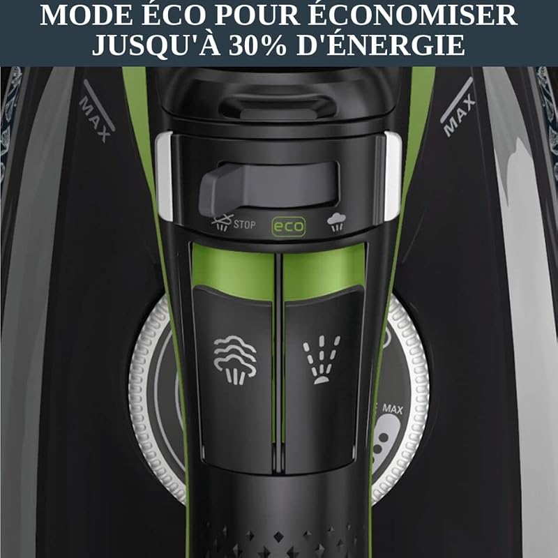 Fer vapeur DW6330D1 Eco Intelligence, distribution optimale de la vapeur, puissance 2500 W, temps de préchauffage rapide, 1 L, noir/vert — photo 7 sur 8
