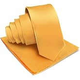 Vittorio Farina Premium Solid Satin Necktie &amp; Pocket Square Set for Men - Matching Men's Tie Set