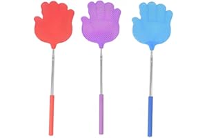 Leanockesa Palm Shaped Fly Swatter 3 Pack, Extendable Stainless Steel Handle, Durable Plastic Bug Zapper for Indoor, Outdoor,