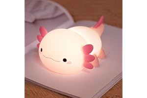 KangTen CHEN Cute Axolotl Night Light for Kids Bedroom, Animal Silicone Nursery Night Lamp Touch Control Nightlights USB Rechargeable Bedside Lamp for Baby Children Toddlers Girls Gift (Pink Axolotl)