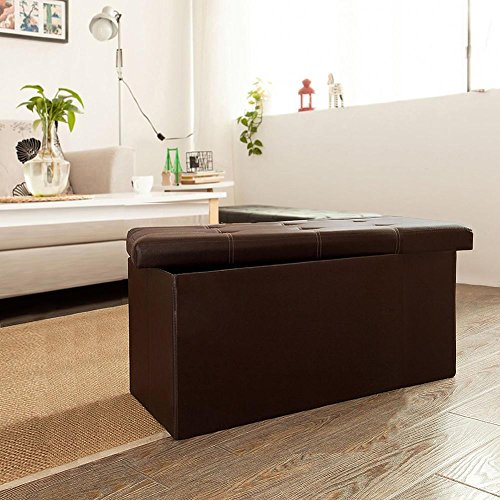 Nmch Storage Ottomans, 250lbs Load Capacity, PU Leather Premium Quality, Easy Installation, Living Room Rest Stool, Babies' Toys Stoarge Box, Bedroom Crate/Ottoman (763838Cm, Brown)
