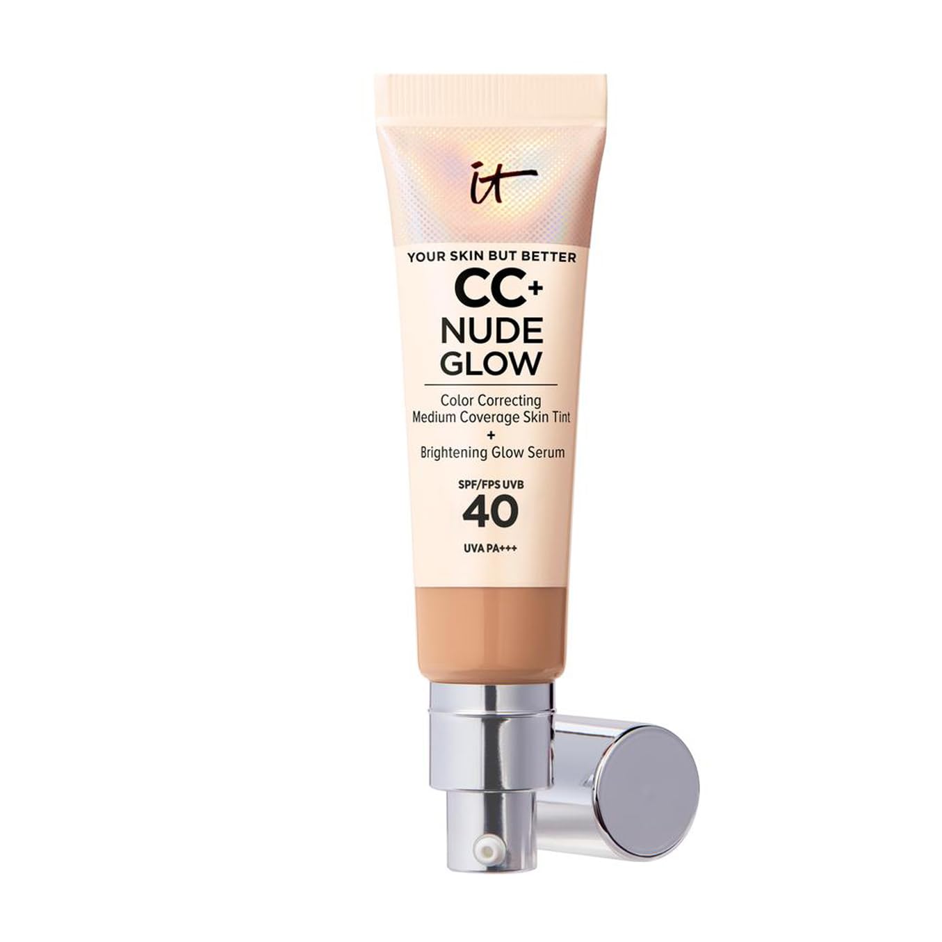 IT Cosmetics Your Skin But Better CC+ and Nude Glow Lightweight, Medium Coverage Foundation and Glow Serum, Medium Tan