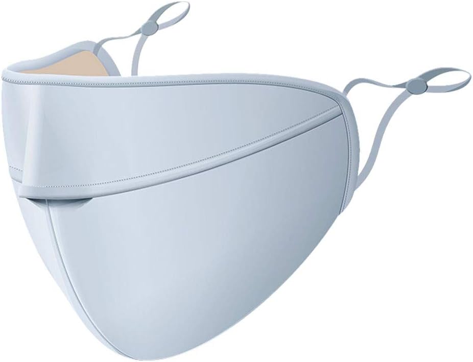 Pollyhb Natural Protective Face Shield Cotton Mouth Cover Travel Double-Layer Anti Dust Fog Haze Ventilation Adjustable Guard (Sky Blue)