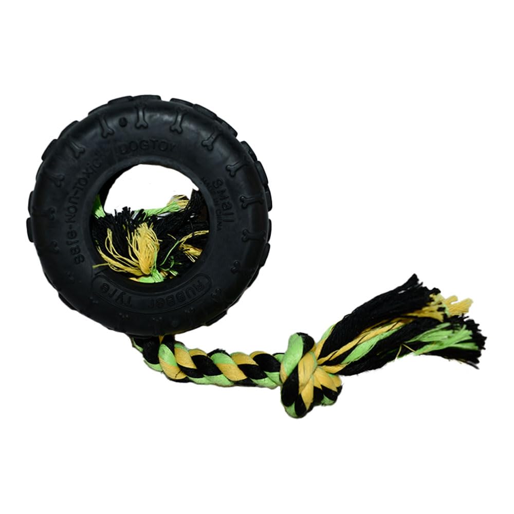 HAPPYPET Grrrelli Tyre and Rope Dog Chew Toy Strong Fun Interactive Chewing Playing Catch Fetch Lightweight Tugging Pulling for All Breeds - Small — image 1
