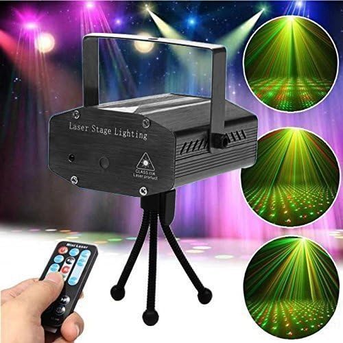 Misun Remote Control Mini R&G Twinkling Laser LED Stage Lighting Projector Voice-activated Spotlight Equipment with Stroboflash for DJ Disco Club Party Bar Show Christmas(Black)