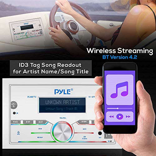 Pyle Bluetooth Marine Radio Receiver 300W Double DIN Boat Marine Head
