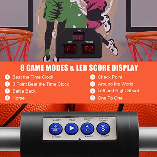 GYMAX Folding Electronic Arcade Basketball Game, Indoor Dual Shot