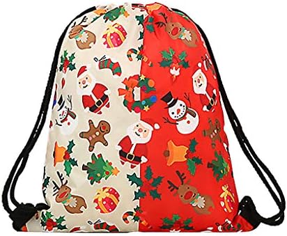 Ronri Christmas Drawstring Gift Bag, Great for Holiday Favors, The Perfect Santa Sack Backpack for a Merry and White Christmas (02#)