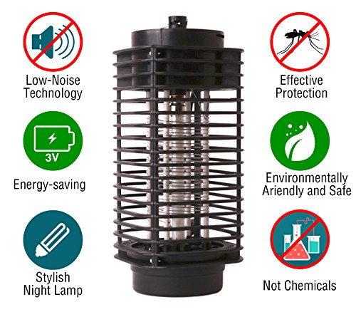 Bug Zapper Lamp-Indoor Fly Mosquito Repellent -110 v Electric Insect Killer -Mosquito Killer Lamp UV Light -Mosquito Trap -For Home-From Flying Insects- Black