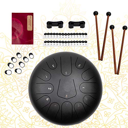 Steel Tongue Drum 13 Note 12 Inch, Handpan Drum, Percussion Instruments