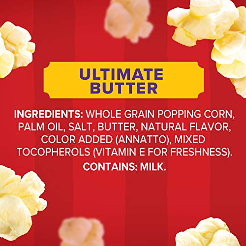 ORVILLE REDENBACHER’S MICROWAVE POPCORN, ULTIMATE BUTTER FLAVOR, 3G FIBER PER SERVING, 3.29 OZ., 6-COUNT