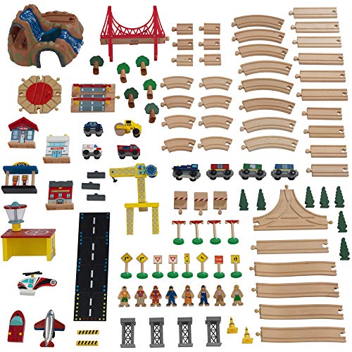 KidKraft 18025 Adventure Town Eisenbahnspielset & Tisch mit EZ Kraft Assembly Bahngleis-Set und Tisch aus Holz… – Bild 6