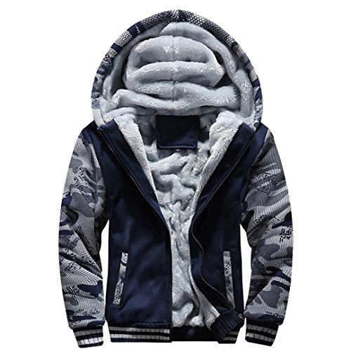 Muranba Clearance Mens Winter Warm Fleece Hooded Zipper Outwear Coat