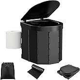 Portable Camping Toilet, Folding Toilet for Adults with Lid, Toilet Paper Holder, Waterproof Porta Potty with Lid for Camping