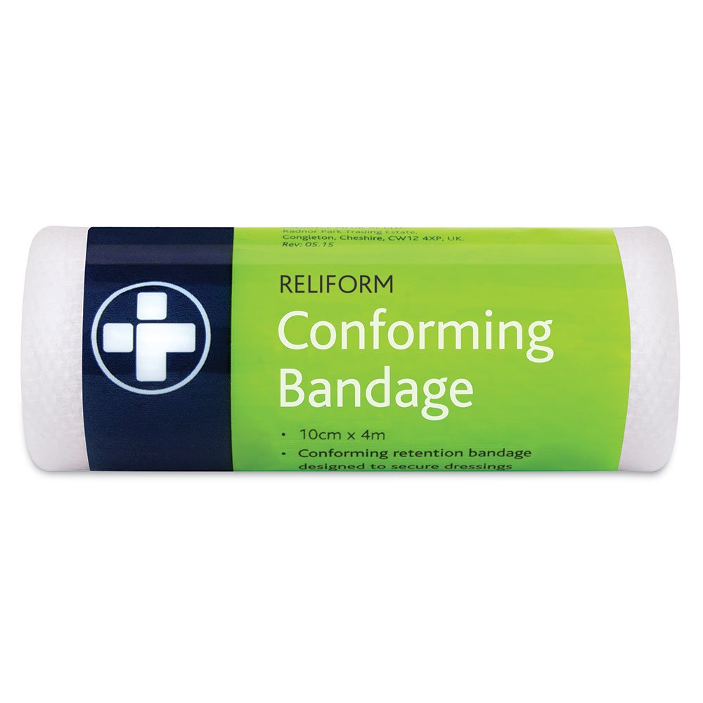 Reliance Medical Reliform Conforming Bandage, Soft, Lightweight, Comfortable, and Highly Stretchy, Ideal for Securing Dressings and Wound Care, 10 cm x 4 m, Pack of 10