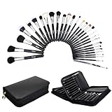 Ovonni 29 Pieces Goat Hair Makeup Brush Set with Leather Case
