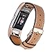 bayite Leather Band for Fitbit Charge 2, Light Brown with line, 5.5
