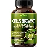 Citrus Bergamot with Red Yeast Rice, Garlic, Artichoke for Healthy Cholesterol, Heart Health (150 Count (Pack of 1))
