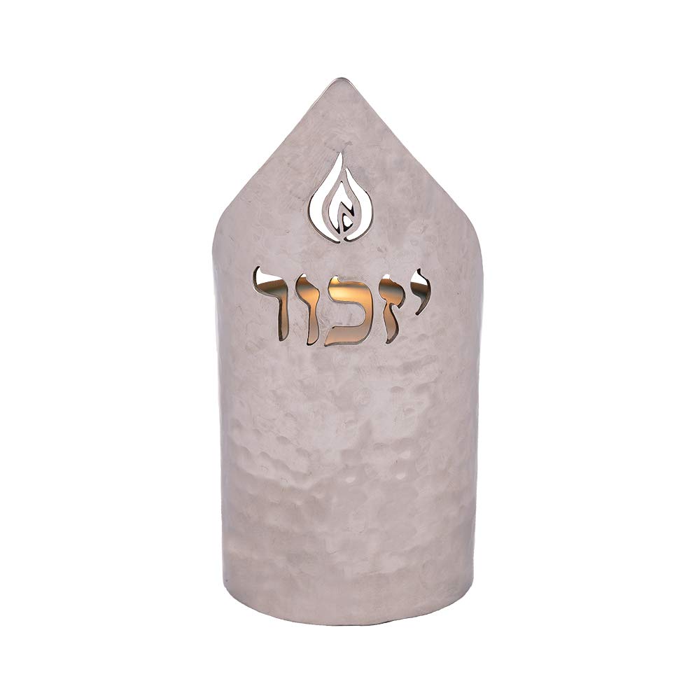 Memorial Yahrzeit Candle Holder Yizkor with Candle - Made in Israel - Judaica