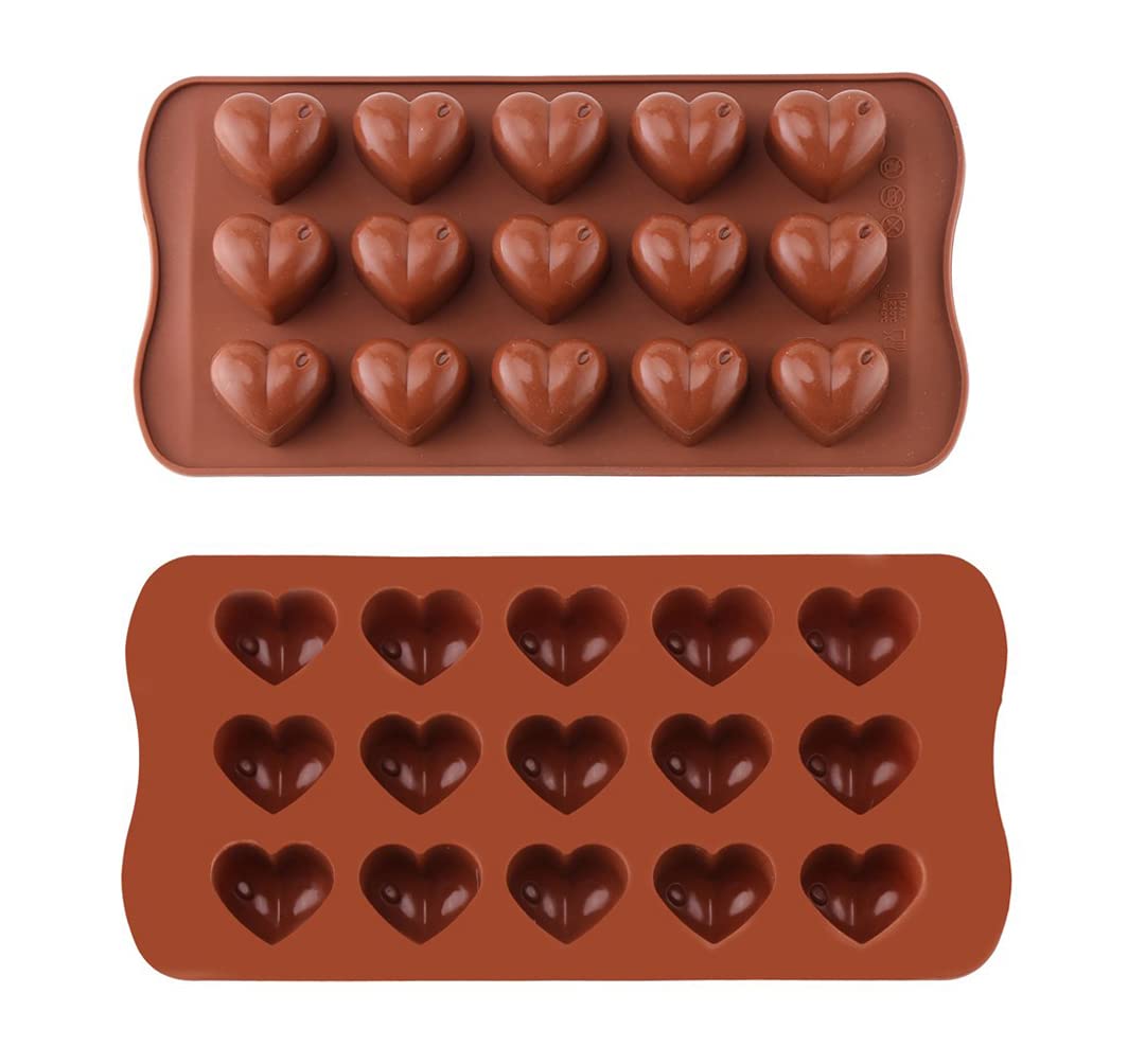 Silicone Chocolate Moulds,2 Pack Heart Shaped Candy Mould Silicone Molds for Wax Melt Non Stick Chocolate Bar Moulds for Valentine's Day Christmas Party