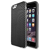 iPhone 6 Case, Maxboost® [Slate Series, Aluminum Frame] iPhone 6 (4.7-inch) Case Hybrid Protective Cases Shields Bumper, Interlocking Aero-space Aluminum Bumper with High-Degree Solid TPU and Carbon Fiber Pattern Back Shell Case for iPhone 6 (4.7 inch) (2014) - Cross-Hatched Glossy Black / Silver