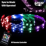 Abtong USB LED Strip Lights Sync to Music, 7.5ft/2.5M Music Led Light Strip with RF Remote Waterproof LED Strip Rope Lights USB Powered RGB LED Lights Flexible Color Changing Lights