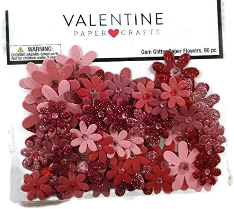 Bright Pinks 90pc Paper Glitter Gem Flowers Set