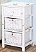 SUNCOO Retro White Shabby Chic Nightstand End Side Bedside Table w/Wicker Storage Wood
