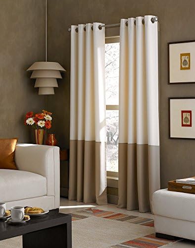 Super India Blackout Two-Tone Eyelet Polycotton Window Curtain - 5ft, Cream