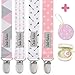Pacifier Clip by Dodo Babies Pack of 4 + Pacifier Case, Premium&nbsp;Quality for Girls Modern Designs Universal Holder Leash for Pacifiers, Teething Toy or Soothie, Baby Shower Gift Set primary