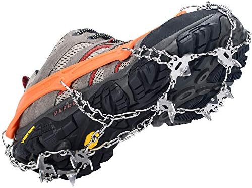 Uelfbaby Walk Traction Cleats Ice Snow Grips Anti Slip Stainless Steel Spikes 19 Teeths Crampons for Boots Shoes L/XL/XXL