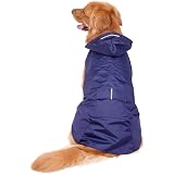 Cappotto Impermeabile Per Cane PETT2GO – Copertura Completa Con Cappuccio, Rifiniture Riflettenti, 200g, Blu Notte Taglia L